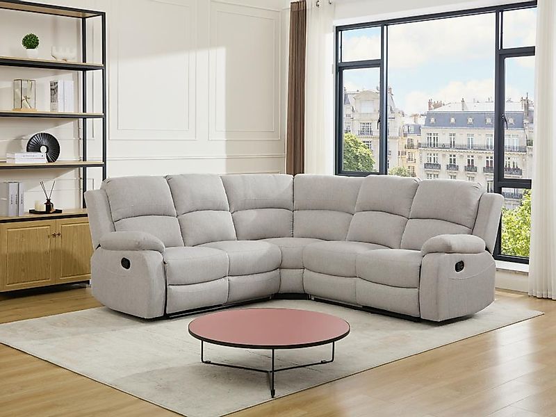 Eckrelaxsofa - melierter Stoff - Beige - RIETI günstig online kaufen