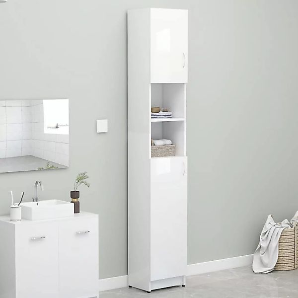 Badezimmerschrank Hochglanz-weiß 32ã25,5ã190 Cm Spanplatte günstig online kaufen