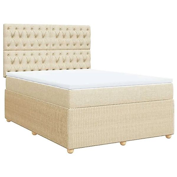 vidaXL Boxspringbett mit Matratze Creme 160x200 cm Stoff 3292119 günstig online kaufen