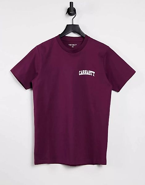Carhartt WIP – T-Shirt in Burgunderrot mit Uni-Logo günstig online kaufen