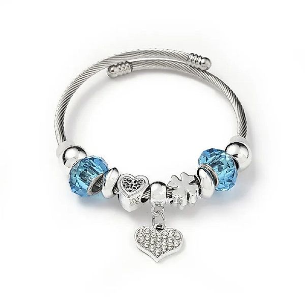 Eyecatcher Armkette Charm-Armband mit blauen Kunststoffperlen günstig online kaufen