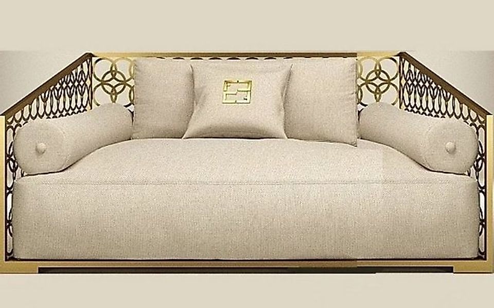 Casa Padrino 2-Sitzer Luxus 2er Sofa Elfenbeinfarben / Champagner-Gold 250 günstig online kaufen