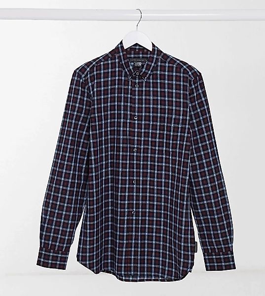French Connection Tall – Groß kariertes Baumwollhemd in Rot und Marineblau günstig online kaufen