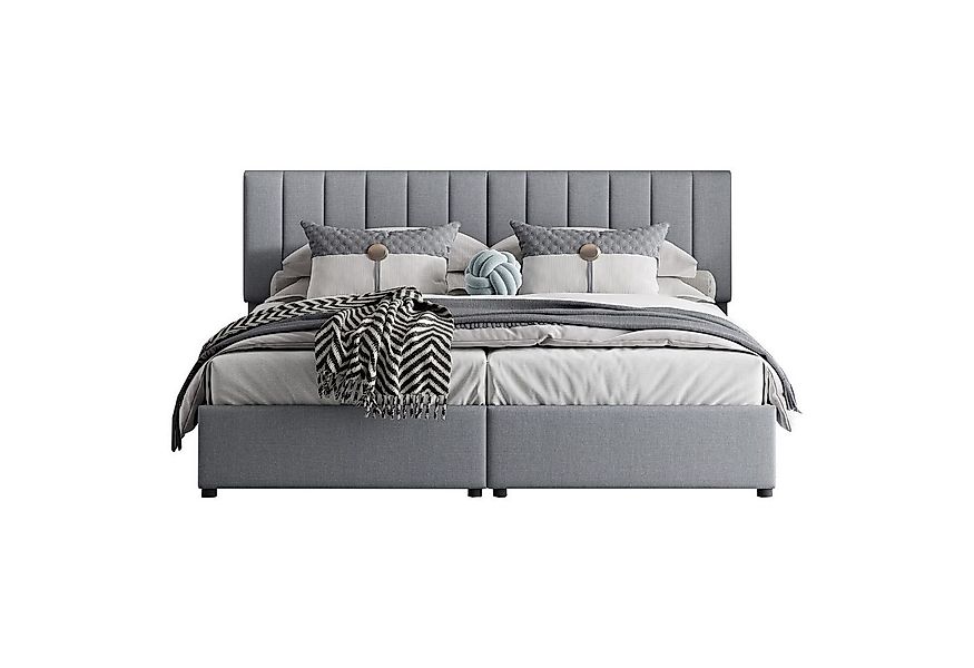 Flieks Polsterbett, Hydraulisches Stauraumbett Doppelbett 180x200cm Leinen günstig online kaufen