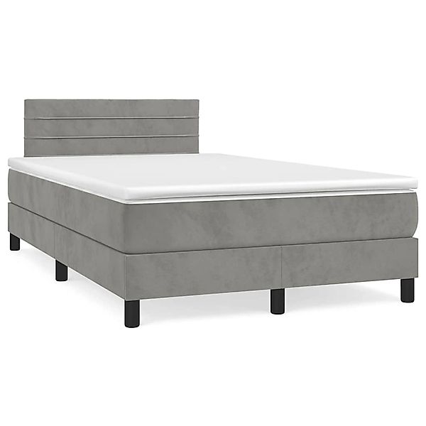 vidaXL Boxspringbett mit Matratze & LED Hellgrau 120x190 cm Samt 3270159 günstig online kaufen