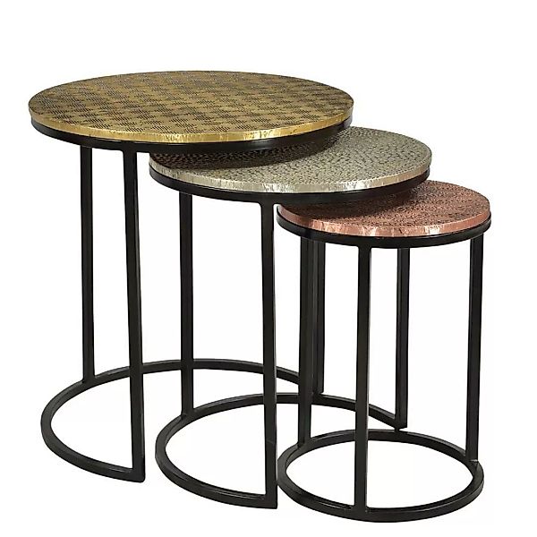 Beistelltisch Set aus Metall runde Tischform (dreiteilig) günstig online kaufen