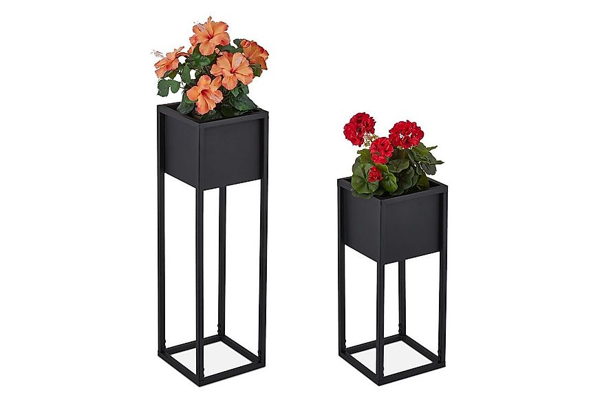 relaxdays Blumenständer Metall Blumenständer 2er Set in Schwarz günstig online kaufen
