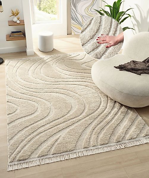 homsy by Ana Johnson Teppich "Waavy mit Fransen, Wellen Design" rechteckig günstig online kaufen