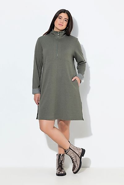 Ulla Popken Midikleid Sweatkleid Troyerkragen A-Linie günstig online kaufen