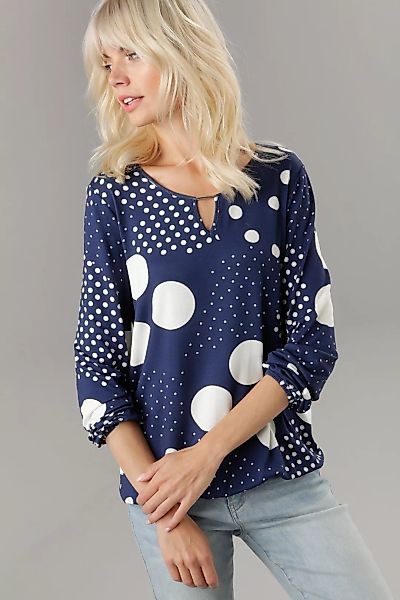 Aniston SELECTED Langarmshirt, mit Zierstäbchen und Cut-Out am Ausschnitt günstig online kaufen