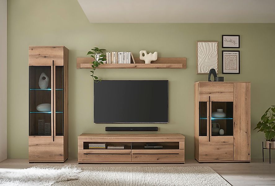 INOSIGN Wohnwand "Cantara, moderne Anbauwand, Wohnzimmer-Set, in Eiche Evok günstig online kaufen
