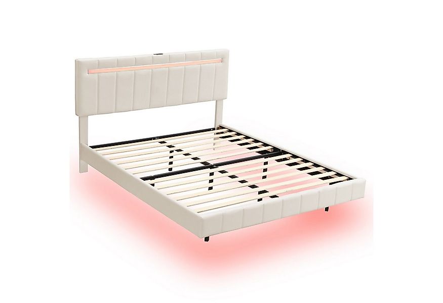 HAUSS SPOLE Polsterbett 160 x 200 cm mit LED-Leuchten und Kopfteildesign Le günstig online kaufen