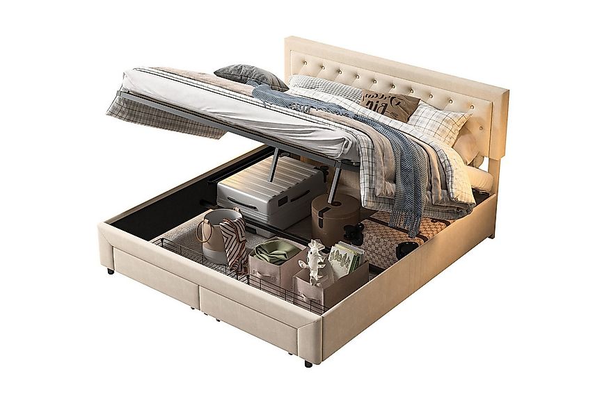 FUROKOY Polsterbett Boxspringbett Hydraulisches Doppelbett (Set, 1-tlg., 16 günstig online kaufen