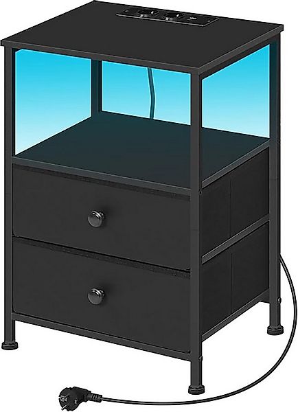 Woltu Nachttisch (1-St), mit Steckdosen LED-Beleuchtung Schubladen, Beistel günstig online kaufen