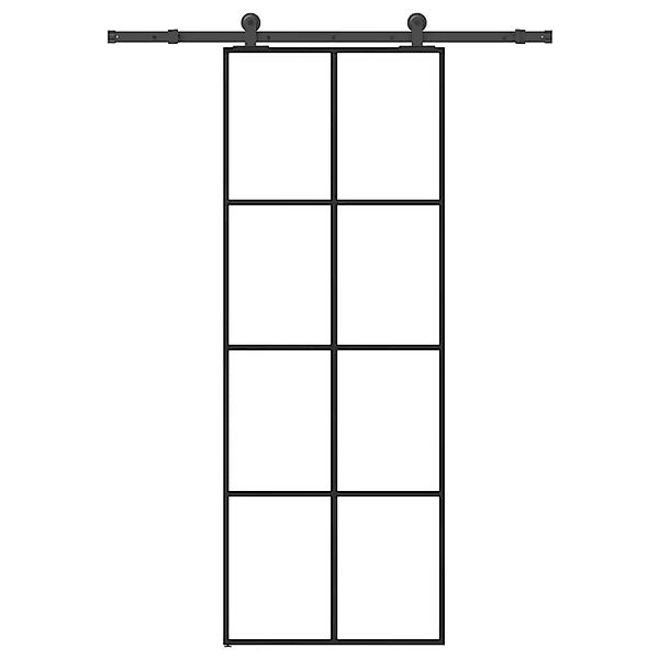 vidaXL Schiebetür mit Beschlag 76x205 cm ESG-Glas & Aluminium 3332885 günstig online kaufen
