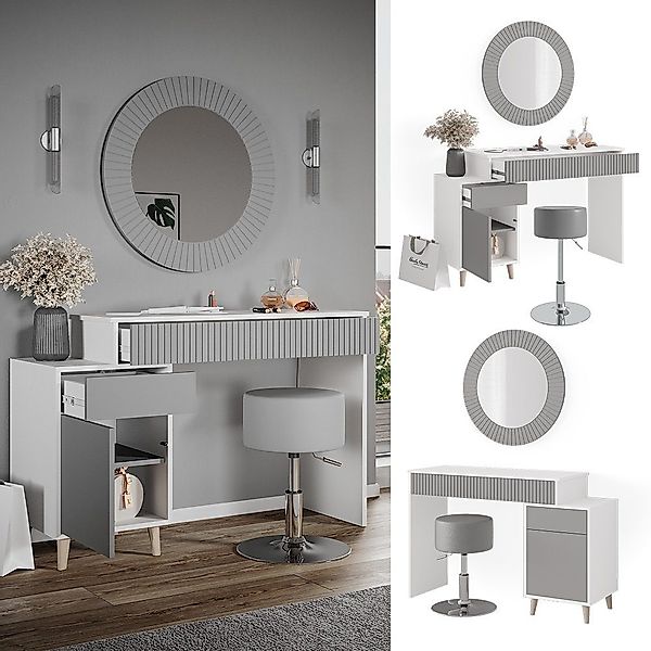 Vicco Schminktisch Arles, Weiß/Grau, 120 cm günstig online kaufen