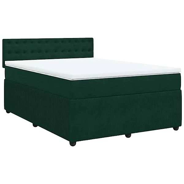 vidaXL Boxspringbett mit Matratze Dunkelgrün 160x200 cm Samt 3290097 günstig online kaufen