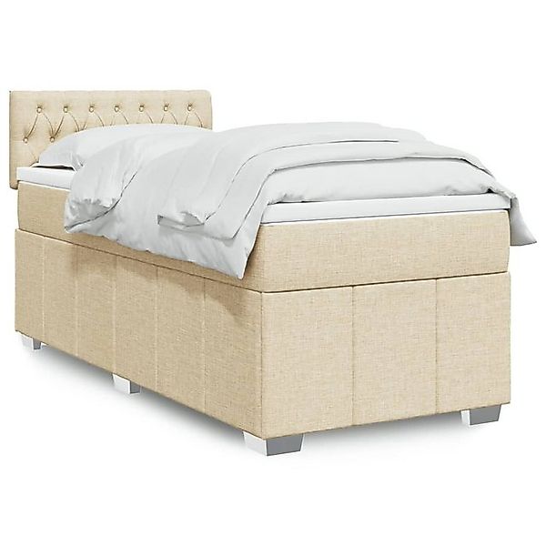 vidaXL Boxspringbett, Boxspringbett mit Matratze Creme 90x200 cm Stoff günstig online kaufen