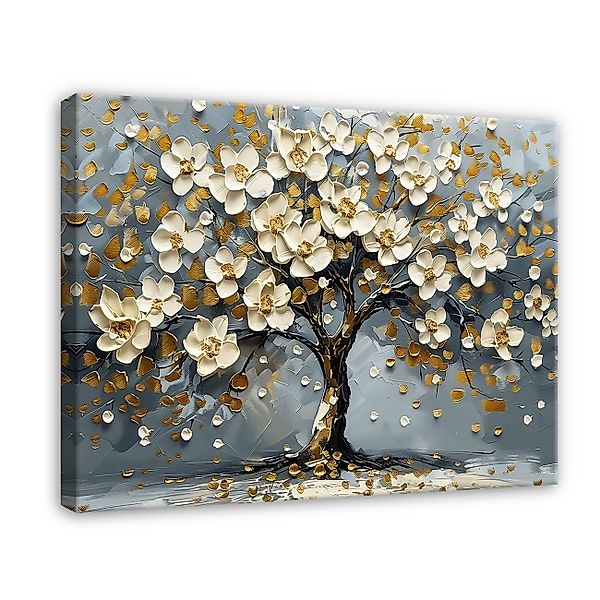 Wallarena Leinwandbild Baum Blumen Grau 3D günstig online kaufen