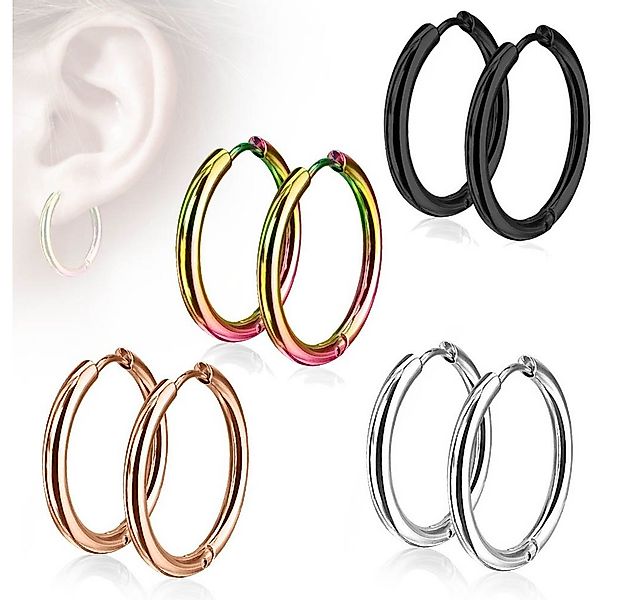 viva-adorno Paar Creolen Damen Klappcreolen Hoop Ohrringe Edelstahl verschi günstig online kaufen