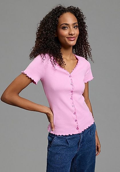 KangaROOS T-Shirt mit Knopfleiste und verspieltem Rollsaum günstig online kaufen