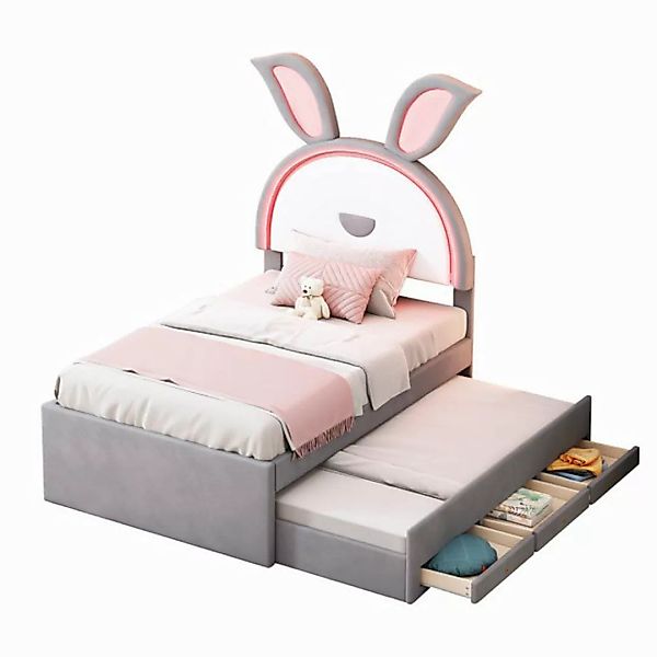 MODFU Kinderbett Gästebett Stauraumbett Polsterbett 90 x 200 cm (mit auszie günstig online kaufen