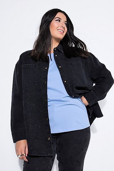 Studio Untold Hemdbluse Jeanshemd oversized Denim allover Stickerei günstig online kaufen