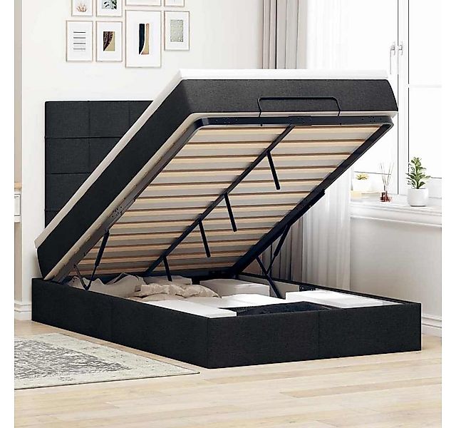 vidaXL Bett, Ottoman-Bett mit Matratze Schwarz 120x190 cm Stoff günstig online kaufen