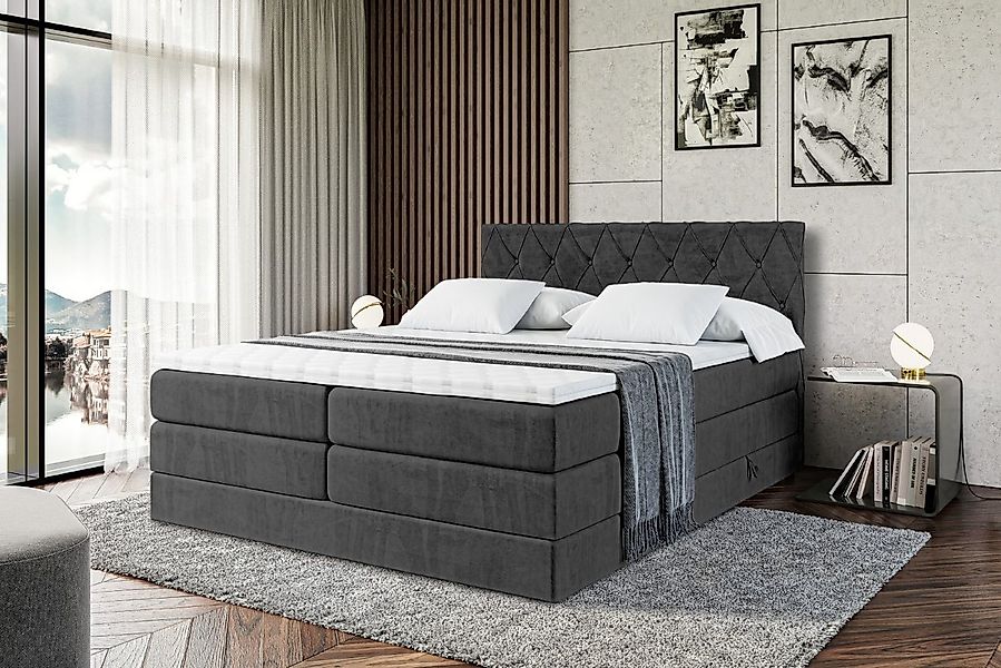 ALTDECOR Boxspringbett AMAY-BZ KING (mit Matratze und Lattenrost Topper Pol günstig online kaufen
