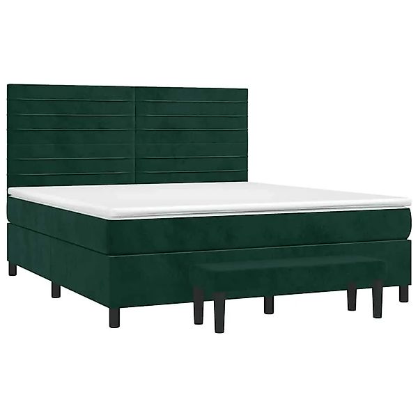 vidaXL Boxspringbett mit Matratze Dunkelgrün 160x200 cm Samt 3137914 günstig online kaufen