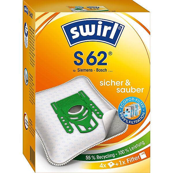 Swirl® Staubsaugerbeutel S 62® EcoPor® 4 St. günstig online kaufen