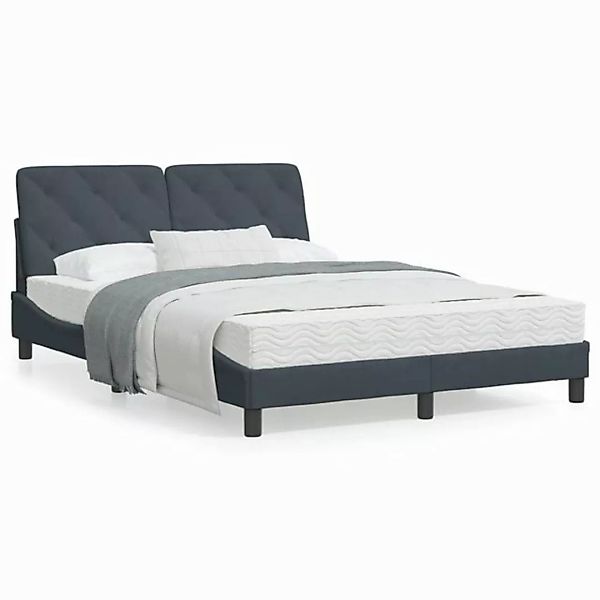 vidaXL Bettgestell Bett mit Matratze Dunkelgrau 140x200 cm Samt Bettgestell günstig online kaufen