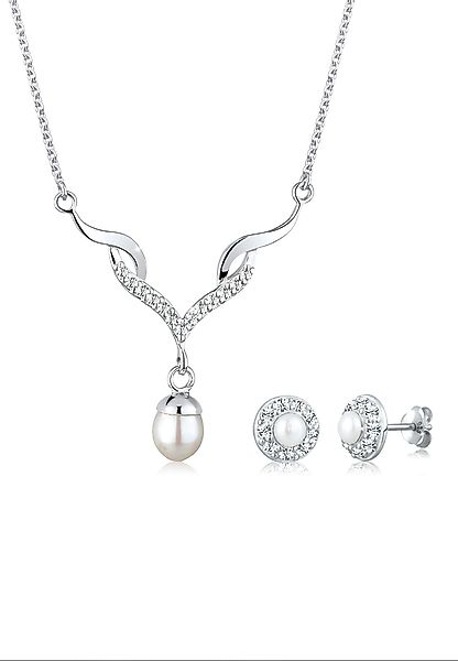 Elli Schmuckset mit Kristalle und Süßwasserzuchtperle günstig online kaufen