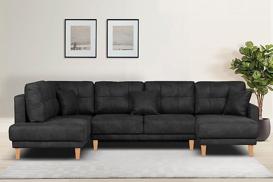 Home affaire Wohnlandschaft "TRIPLO U-Form wahlweise mit Schlaffunktion, B/ günstig online kaufen