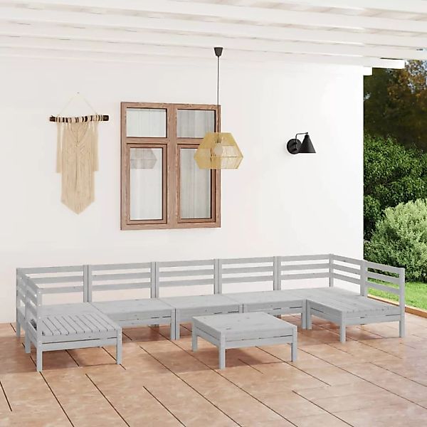 8-tlg. Garten-lounge-set Weiß Massivholz Kiefer günstig online kaufen