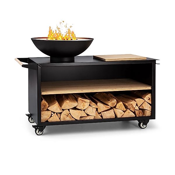 Blumfeldt Savage 2.0 Wide Feuerschale Grill Bambus-Schneidebrett Wetterschu günstig online kaufen