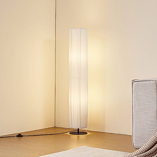 Lindby Stehleuchte Virelle, weiß, Textil, Höhe 117 cm, E27 günstig online kaufen