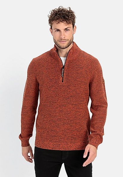 camel active Strickpullover aus Baumwollmix Langarm Troyer Markenlogo günstig online kaufen