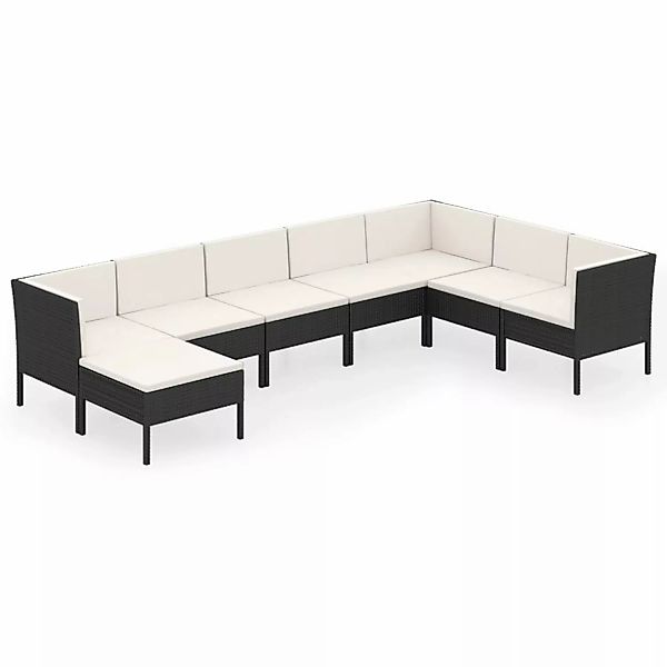 8-tlg. Garten-lounge-set Mit Auflagen Poly Rattan Schwarz günstig online kaufen