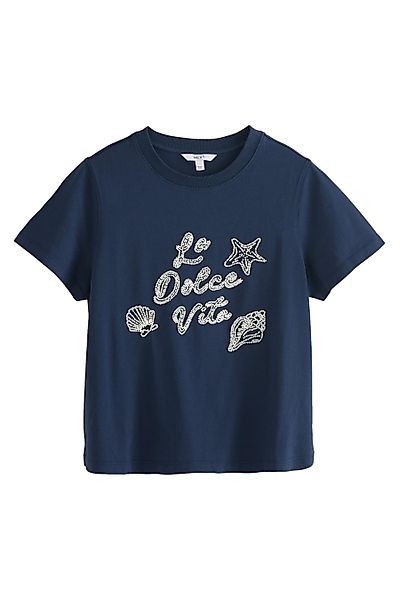 Next T-Shirt Perlenbesticktes Grafik-T-Shirt aus Baumwolle günstig online kaufen