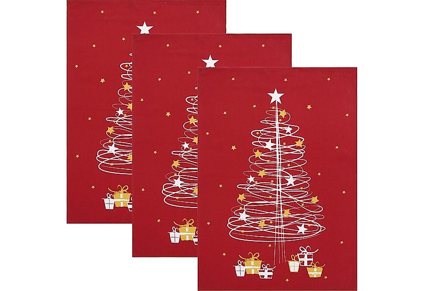 Erwin Müller Geschirrtuch Geschirrtuch "Baum" 3er-Pack, Baumwolle Motiv günstig online kaufen