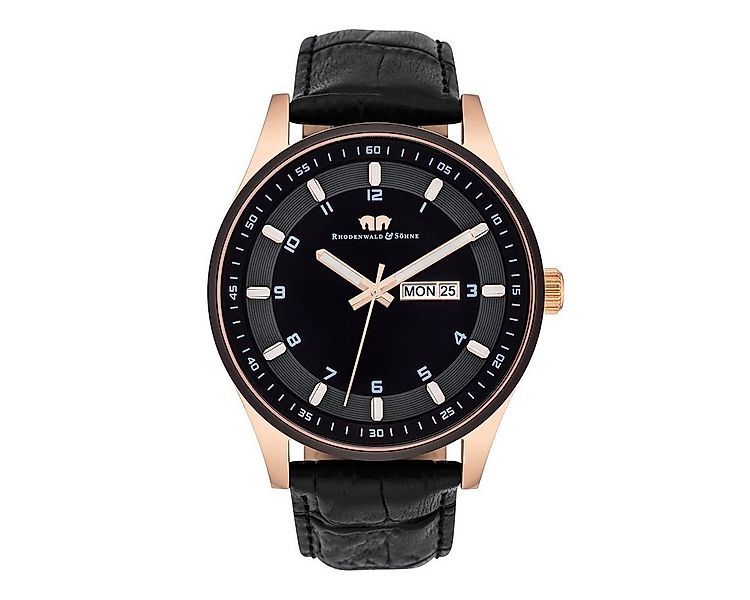 Rhodenwald & Söhne Quarzuhr Couragian schwarz, mit Echtleder-Armband günstig online kaufen
