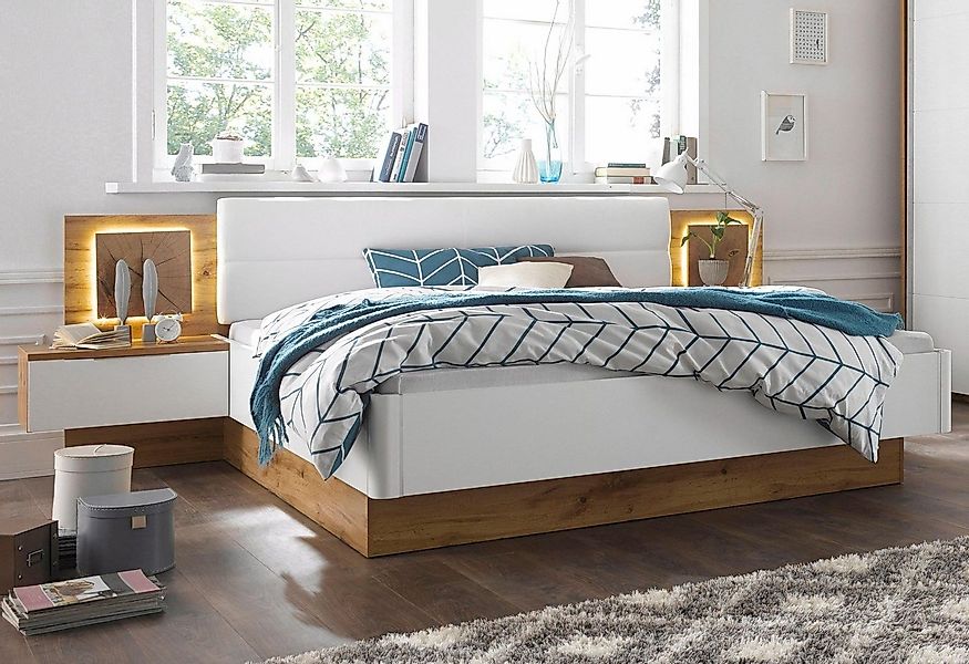 Schlafkontor Bettanlage Capri, mit 2 Nachttischen und integrierter LED-Bele günstig online kaufen