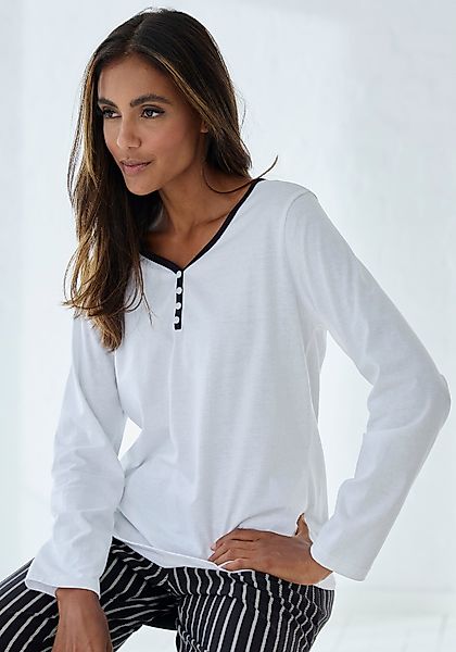 Vivance Dreams Pyjamaoberteil mit Paspel und günstig online kaufen