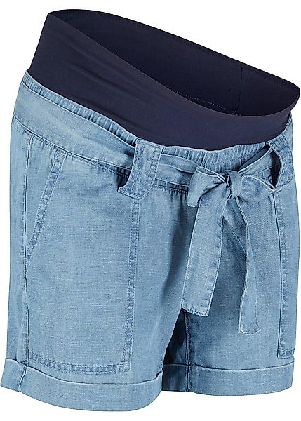 Umstandsshort mit  Leinen in Jeans-Optik günstig online kaufen