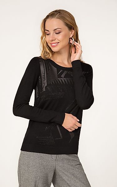 Passioni Strickpullover mit glänzendem geometrischem Aufdruck günstig online kaufen