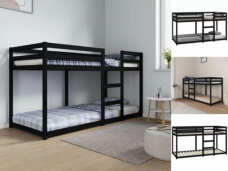 vidaXL Bettgestell Etagenbett Schwarz 80x200 cm Massivholz Kiefer Bett Bett günstig online kaufen