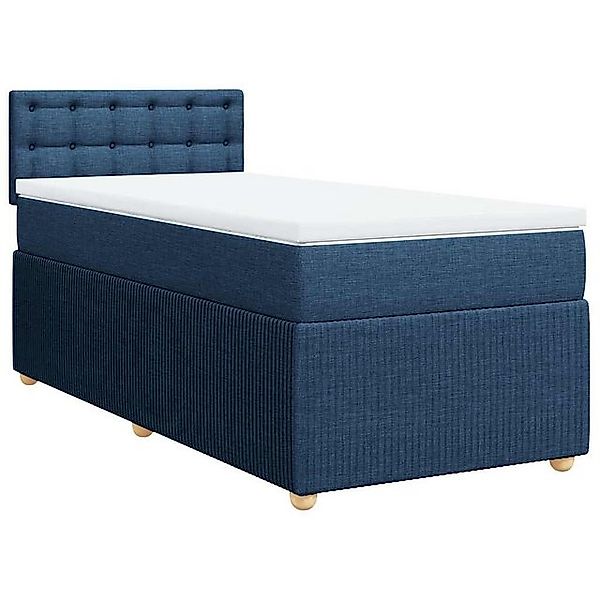 vidaXL Bett Boxspringbett mit Matratze Blau 80x200 cm Stoff günstig online kaufen