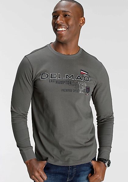 DELMAO Langarmshirt schmale Passform, bedruckt, Rundhalsausschnitt, günstig online kaufen