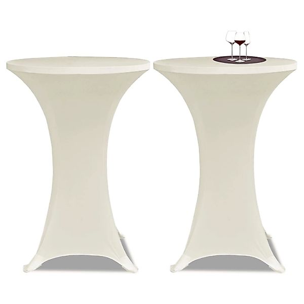 vidaXL 2 x Tischhusse für Stehtisch Stretchhusse Ø80 cm Cremefarben günstig online kaufen